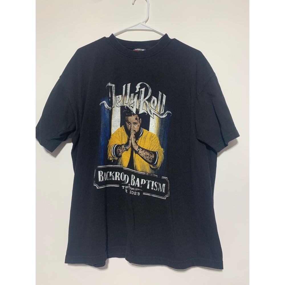 Griffin Jelly Roll Men Size XL Backroad Baptism 2023 Tour Black Shirt